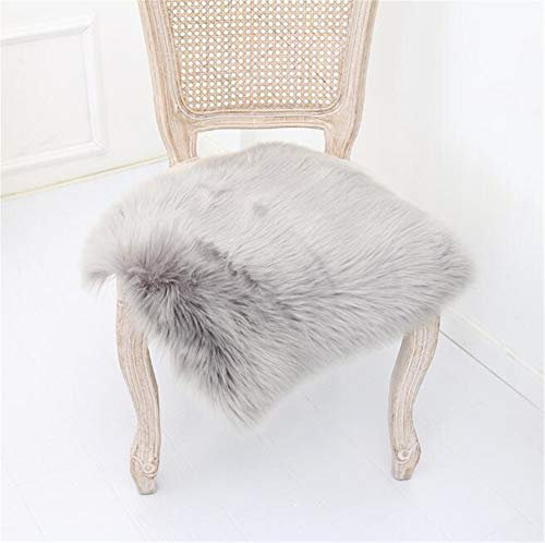 Hava Kolari Teppich Sitzkissen Sitzauflage Schaffell Longhair Faux Lammfell Lammfellimitat Nachahmung Wolle Bettvorleger Sofa Matte (Grau,45x45cm)