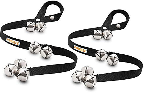 PAWBEE Dog Doorbell - Set of 2 Adjustable Dog Training Bells for Door Knob - 7 Extra-Loud Jingle Dog Potty Training Door Bell - Extra-Strong Strap - for Small, Medium, Large Dogs