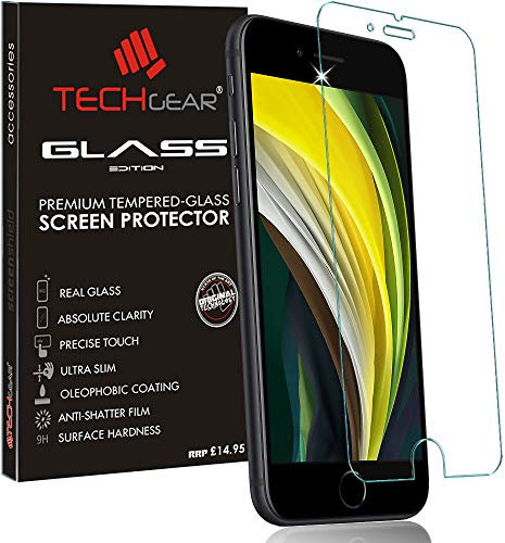 TECHGEAR Verre Trempé Compatible avec iPhone SE 2022, SE 2020 (3e et 2e génération) écran de protection Original en Verre Trempé