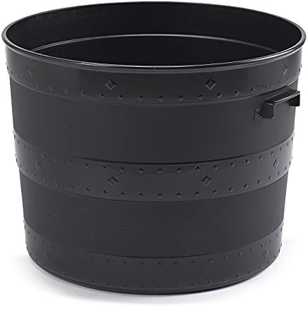 Optimal Products Black Plastic Planter Plant Pot Tub Garden Patio Out Or Indoor Barrel Flower Pot 35cm & 50cm (20L/35cm (1 Planter) Black)