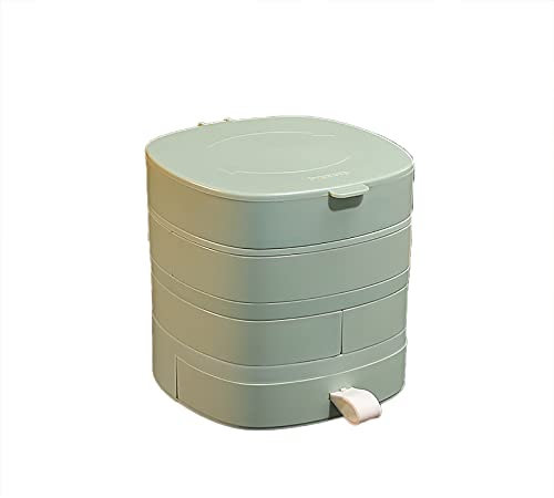 MARMODAY Schmuck-Organizer, kleine Aufbewahrungsbox für Ohrringe, für Damen, 4 Fächer, drehbar, Grün