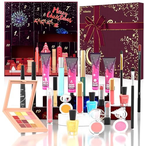 Beauty Adventskalender 2024-24 Ausgewählte Einzigartige Hautpflege Kosmetik, Überraschungs Beautyprodukten für Frauen Teenager Mädchen, Make-up Sets Geschenke für die Adventszeit