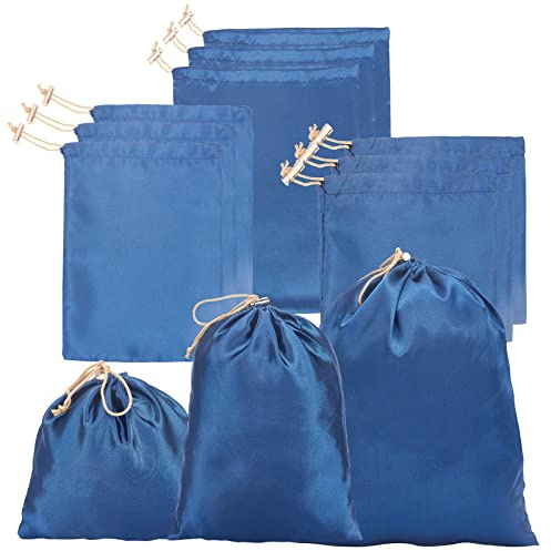 nbeads 18 Pcs 3 Tailles Sacs à Cordon en Satin, Pochettes Satin Sacs de Rangement à Cordon Sacs Cadeaux en Satin Sacs de Faveur Mariage pour Bijoux Bonbons Rouge à Lèvres Cosmétique Parapluie