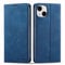 QLTYPRI Case for iPhone 14, Premium PU Leather Cover TPU Bumper with Card Holder Kickstand Hidden Magnetic Adsorption Flip Wallet Case Cover for iPhone 14 - Blue