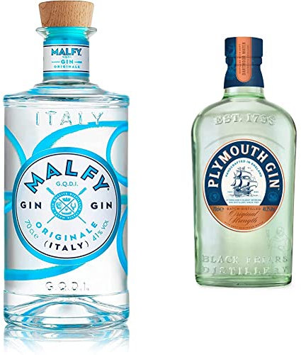 Malfy Originale Italian Gin, 70cl & Plymouth Original Dry Gin Limited Edition Bottle, 700ml (Packaging May Vary)