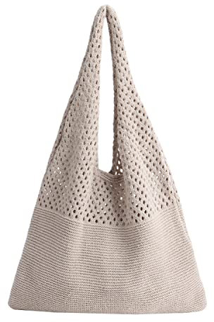 LHHMZ Women Retro Summer Hobo Bag Mesh Hollow Tote Bag trendy Flower Knitted Shoulder Bags Casual Beach Purse