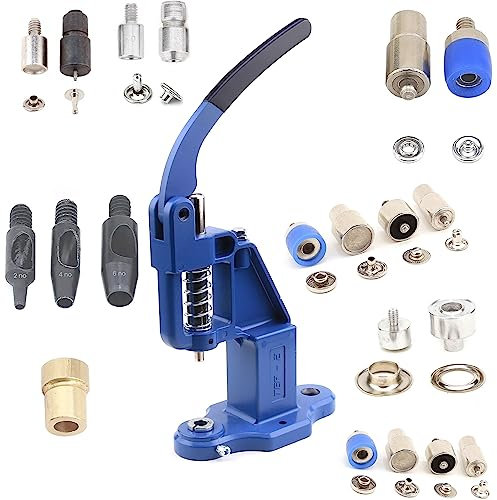 Kit de máquina de prensa manual de cuero para ajustar remaches, ojales y botones a presión
