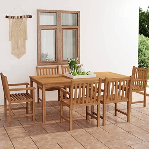 Homgoday 7-teiliges Teakholz-Garten-ESS-Set 200x100cm, robust & wetterbeständig, für Innen & Außen Model3059947