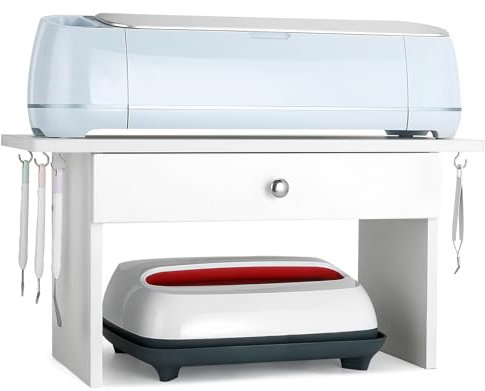Crafit Aufbewahrung Organizer Regal kompatibel mit Cricut Maschinen, Organisations Lagertisch Ständer mit Schublade für Zubehör und Werkzeughalter