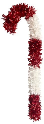 Bravich Candy Cane Tinsel Christmas Decorations. Large Tinsel Baubles Ornaments For Christmas Tree, Home Decoration, & Fireplace. Red & White Tinsel Candy Canes, Large - 30/76.2cm