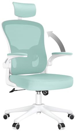 rattantree Ergonomischer Bürostuhl, Schreibtischstuhl mit Verstellbarer Kopfstütze, Armlehnen und Lendenwirbelstütze, Höhenverstellung, Drehstuhl für Büro, Grün