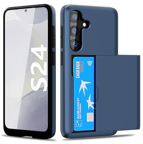 ACOCOBUY Coque pour Samsung Galaxy S25 S24 Étui Portefeuille Fente pour Carte Crédit Cachée Coque avec Porte-Carte Antichoc Housse Protection à Double Couche Étui Housse Arrière 6,2 pour hommes Marine