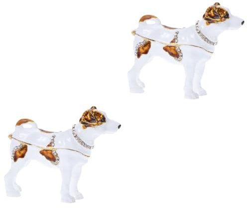 VALICLUD 2Er-Box Hundefigur Juwelenbesetzte Schmuckkästchen mit Tiermotiven Schmuckringhalter schmuckablage schmuck tablett jewelry box Schmuckbehälter Ohrringe Aufbewahrungskiste Container