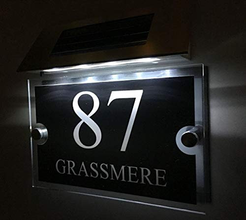 Personalizzabile Numero civico illuminato a LED a energia solare 1-99999 Acciaio inossidabile