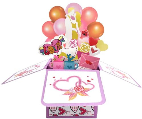 scicent Valentinstagskarte Karte Zum Valentinstag 3D Pop Up Hochzeitskarte mit Briefumschlag für Mutter Frau Oder Freundin Wedding Card Karte Zum Hochzeit mit Umschlag - 22227