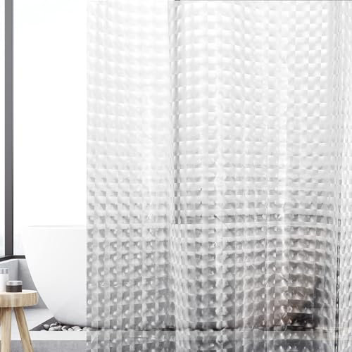 SIAZIH Rideau de douche 3D, imperméable, 100 % EVA, pas de nettoyage nécessaire, antibactérien, anti-moisissure, pour salle de bain, blanc translucide