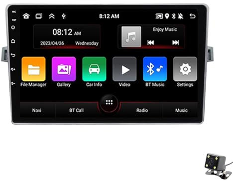 CrtTsks Android 12 Auto Radio Mit Navi Für Toyota Verso 2009-2018 Autoradio Unterstützt 5G 4G WiFi, Mit Lüfter/Full AV Output 7 Color Button Licht,Rückfahrkamera Lenkradsteuerung,M90s
