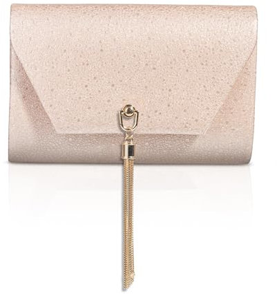 Michelle Moon- Pochette Donna Elegante Beige per Matrimoni, Feste ed Eventi | Clutch Donna Cerimonia, Ideale come Borsa Elegante Donna Cerimonia con Strass ; Borsa a Mano Donna per Occasioni Speciali
