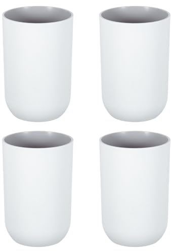 sourcing map 4Pcs Plastic Drinking Cups, Double Color Unbreakable Reusable Bathroom Cup Mouthwash Cup Toothbrush Tumbler Holder, Grey