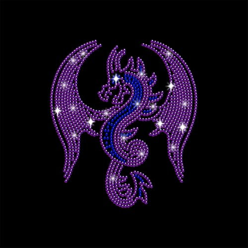 NBEADS Westlicher Drache Strassstein Aufbügeln Transfer, 29.7x21cm Wärmeübertragung Abziehbild Bling Kristall Abziehbilder Strassstein Schablone Kleidung Reparatur Applique für T-Shirt Hosen Taschen