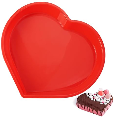Jinsion Cake Tin, Silicone Heart Shaped Tin 8 inch, 21cm Hearts Cake Mould for Baking, BPA Free Non-Stick Cake Baking Pan, Nonstick Silicone Cake Mould for Cakes, Bread, Pudding