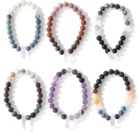 Myga Healing Crystal Bead Bracelet - Natural Gemstone Bracelet for Women and Men - Elasticated Bracelet for Meditation, Yoga, Reiki, Positive Energy & Chakra Healing - 8mm Beads, Chakra