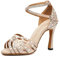 MINITOO Damen Tanzen Schuhe Tanzschuhe Latein Salsa Glitzer Sandalen L506 Nude 10cm Absatz EU 34.5