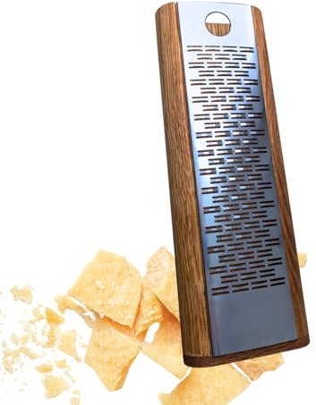 Homiez Premium Käsehobel/Käsereibe mit Behälter aus Eichenholz und reibe aus Edelstahl - Parmesanreibe mit Behälter - Küchenhobel/Küchenreibe - Gemüsehobel/Gemüsereibe (Eichenholz Premium, Holz)
