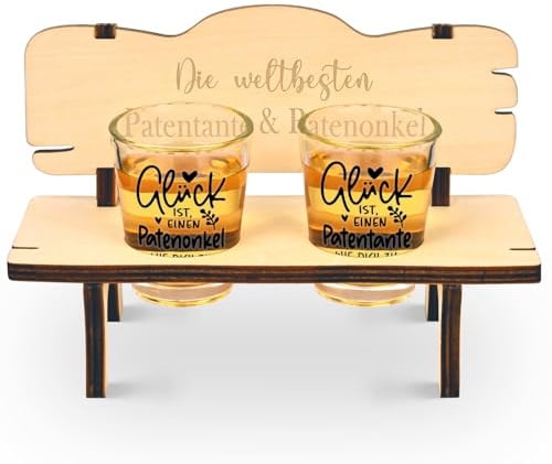 Joymaking Schnapsbank und Schnapsgläser Set für Pateneltern, Patentante Geschenk, Patenonkel Geschenk, Beste Patentante Patenonkel Geschenke Vatertag Muttertag Gläser 2oz