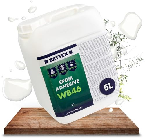 Zettex WB46 Colle EPDM – 5 litres pour jusqu'à 30 m² – Sans solvant et à base d'eau – Colle de surface EPDM idéale pour les supports en bois et béton