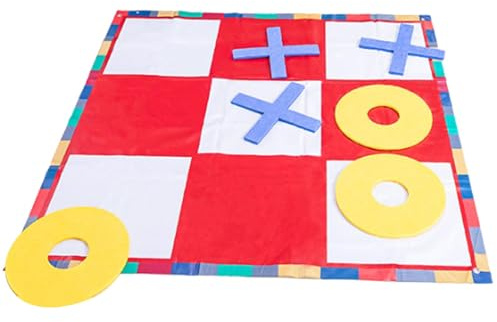Morpion Game Extra Wide 90cm Wooden Garden Game with 12 Colours Paint for Yourself and 2 Brushes, Ring Throwing for Bingo Party