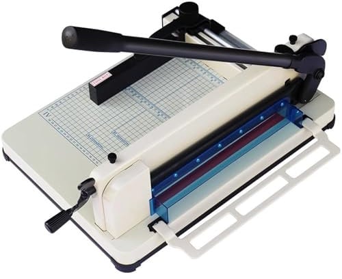 XUHONGYA Stapeltrenner Guillotine-Schneidemaschine A4 304,8 mm - 400 Blatt, Stahlbasis, mit 1 Ersatzmesser - Hochleistungs-Karton-Schneider for Papier, Leder, Pappe, Vliesstoffe und Folien(White)