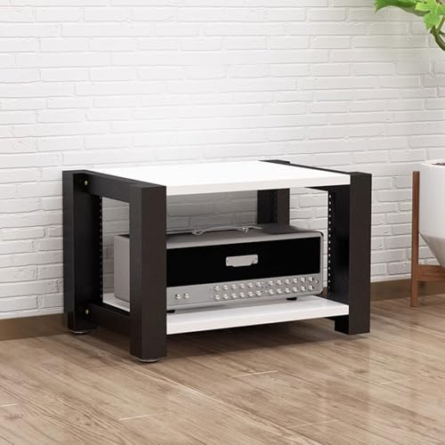 Fcmeavo HiFi Rack aus E1 Platte und Stahl Halterung, Verstärker-Rack Audio Regal Video Schrank Offenes Medienständer, Verstellbare Regale Stereo-Rack Kompakt Schrank für Home Office Kino Stereoanlagen