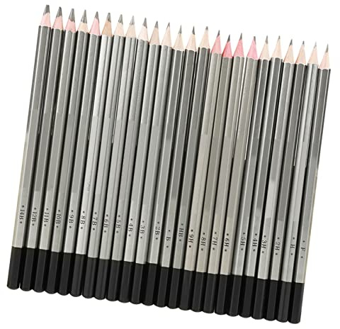 Headerbs Professionelles Skizzierstift-Set 9h Bis 14b Graphite Art Zum Zeichnen und Schattieren, 24-teilig, aus Hochwertigem Holz, Skizze, Kunstzeichnen, College-Studenten