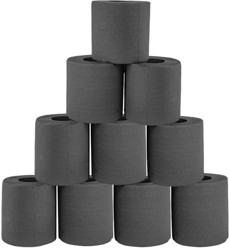 Serviettes en papier noires, rouleaux de papier toilette noirs 10 pièces, serviettes absorbantes douces à 4 épaisseurs pour les ménages et divers espaces publics