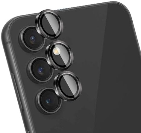 LZAYN 1 Pack Camera Lens Protector for Samsung Galaxy S23 FE | Full Cover,Anti Scratch,HD Tempered Glass,Metal Individual Ring Lens Protectors,Black Titanium Smartphone Camera Lens