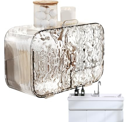 Wattestäbchenhalter – 328 g modische, durchscheinende Lippenstift | Aufbewahrung | Kosmetikbehälter ohne Bohren, mit 2 Fächern, Kosmetik-Organizer für Wattestäbchen, Make-up-Pinsel, Badezimmer,