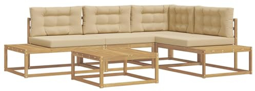 vidaXL Outdoor-Sofagarnitur mit Kissen Weiß 79 x 79 x 37 cm Polyester, Garten und Terrasse, modernes Akazienholz Sofa, Sofa-Set, langlebige Sitzgelegenheit, wetterfeste Lounge