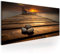 decomonkey Bilder Landschaft 150x50 cm 1 Teilig Leinwandbilder Bild auf Leinwand Vlies Wandbild Kunstdruck Wanddeko Wand Wohnzimmer Wanddekoration Deko Sonnenuntergang Meer