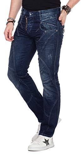 Cipo & Baxx Herren Jeans mit Kontrastnähten – Denim Hose, Moderner Look, Bequeme Freizeit- und Alltagsjeans
