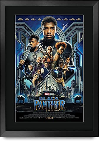 HWC Trading A3 FR Black Panther Chadwick Boseman und Cast Geschenke Printed Poster Autogramm Bild für Film-Memorabilia Fans - A3 Eingerahmt