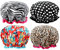Duschhaube Groß, Doppellagig Anti-Schimmel Wasserdichte Duschhaube, 4 Pack Duschhaube für Mädchen und Damen, Geeignet für Langes und Kurzes Haar