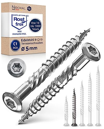 Vis de terrasse 5x50 acier inoxydable C1 Vis Torx 5mm d'épaisseur 800 vis à bois Torx 50mm de long vis en acier inoxydable durci bois