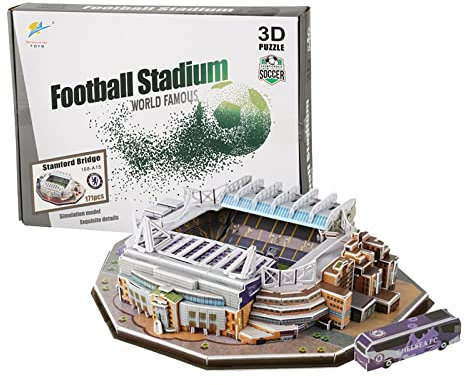 3D Jigsaw Puzzles for Adults Kids, Premier League 3D Puzzle DIY Model Building Construction DIY Jigsaw World Football Stadium Soccer Playground Assembled Building Stadium (Stamford Bridge)