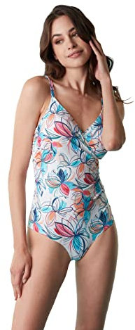 LOVABLE Printed Shiny Micro, Costume Intero Donna, Bianco Stampa Floreale, 38