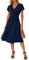 GRECERELLE Womens Summer Wrap Dress Ladies Casual Ruffle Short Sleeve V-Neck Floral Beach Dresses for Women (02 Navy Blue, XL)