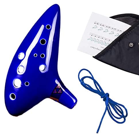 GERUI Zelda Ocarina, 12 Loch Legende von Zelda Ocarina der Zeit, Zelda Alto C Triforce Link-Cosplay Ceramic Replica