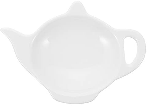 BESTonZON Tea Bag Plate Ceramic Tea Bag Holder, Ceramic Tea Bag Holder, Tea Bag Spoon Rest White, Tea Bag Coasters Teapot- Shaped Seasoning Dishes Salad Soy Dipping Bowls Spoon Rests Holder