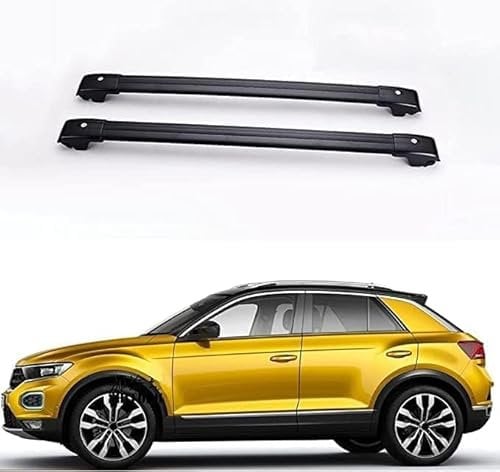 2 Stück Auto Dachgepäckträger für VW T-ROC 2018 2019, Aluminium Dachträger Geschlossene Reling Crossbar Gepäckträger Zubehör