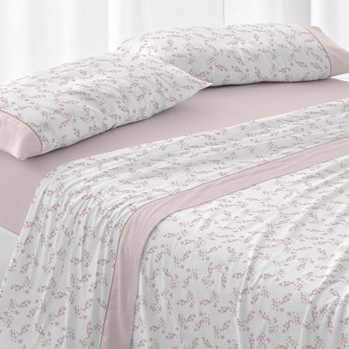 Burrito Blanco | Juego de sábanas | Cama de 180cm (+Medidas Disponibles) | Poliéster 50% Algodón 50% | Diseño 040 | Color Maquillaje (180x190/200cm)